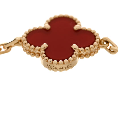 Van Cleef & Arpels 18K Yellow Gold Carnelian 5 Motifs Vintage Alhambra Bracelet 4 of 5