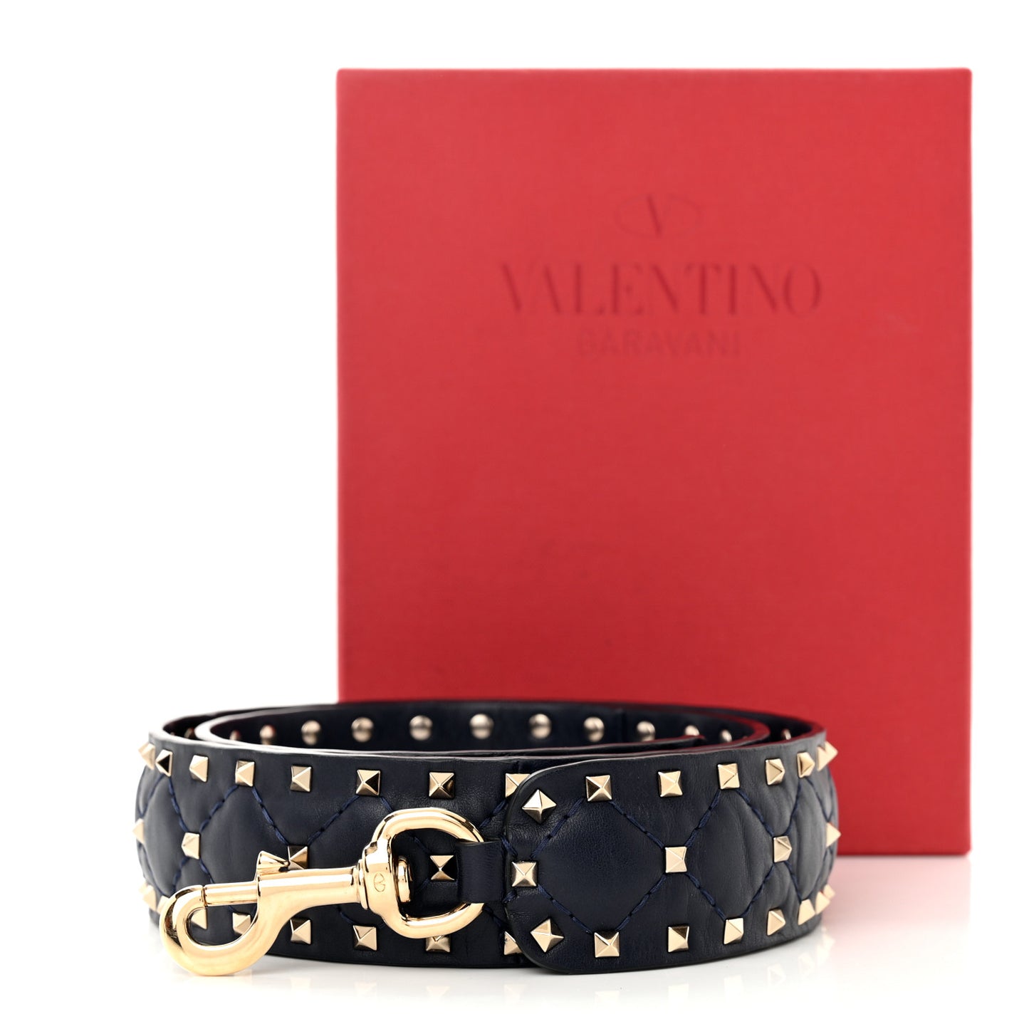 Lambskin Rockstud Spike Shoulder Strap Marine