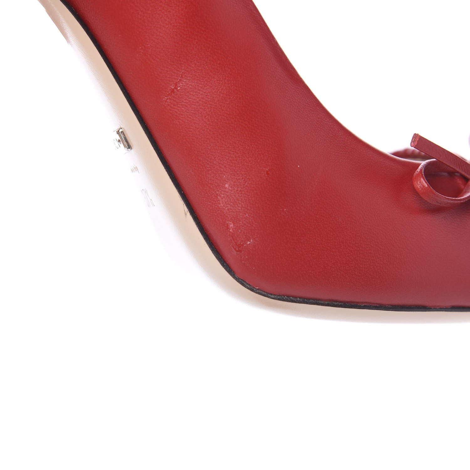 Gucci Nappa Bow High Heel Pumps 37.5 Hibiscus Red 8 of 9