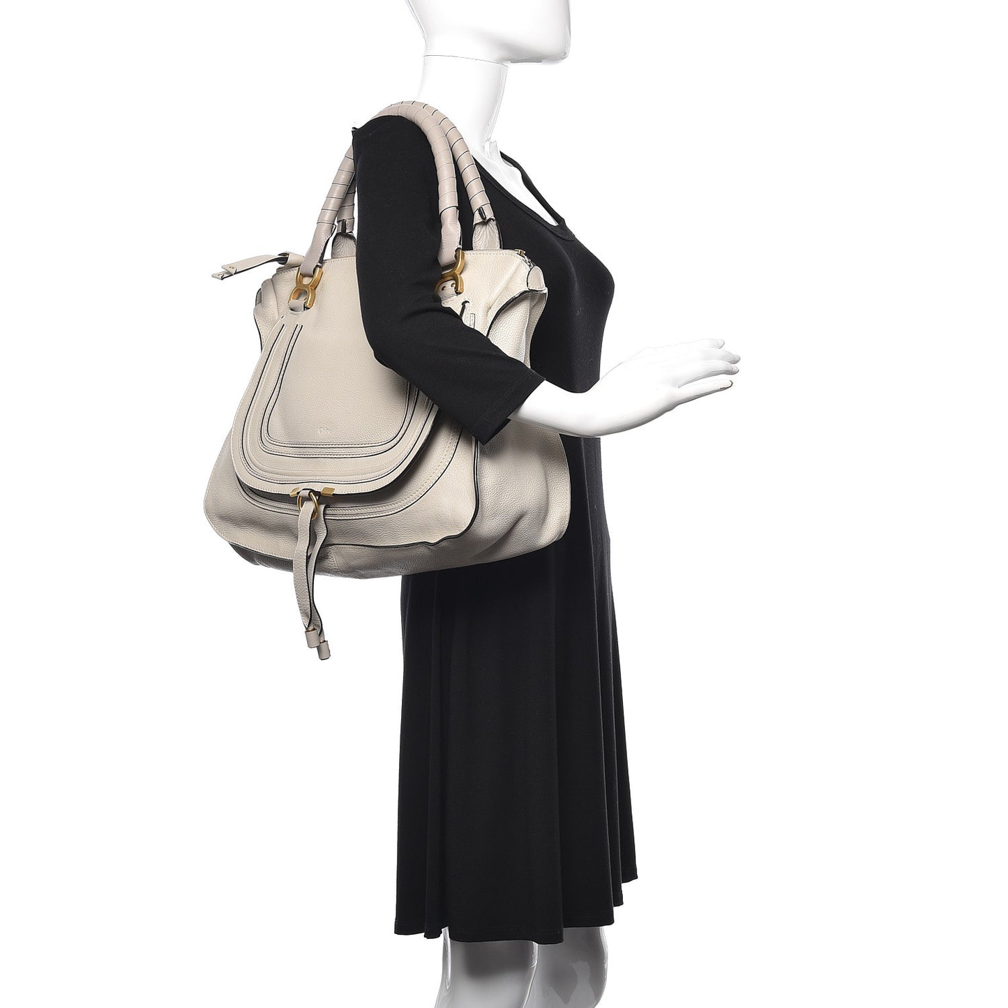 Calfskin Large Marcie Satchel Dove