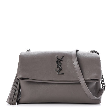 Saint Laurent Sheepskin Medium West Hollywood Monogram Fold-Over Bag Grey 1 of 8