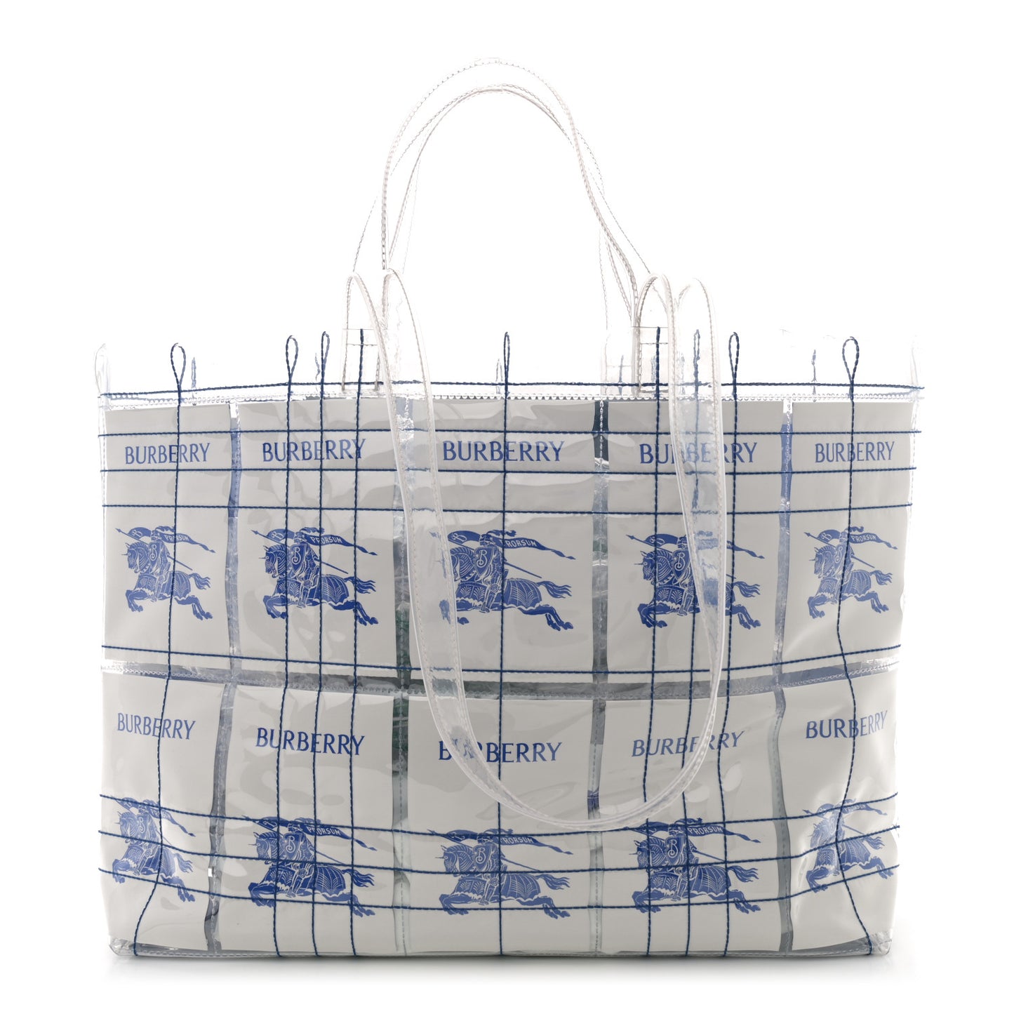 PVC Stitched EKD Label Shopping Bag White Blue