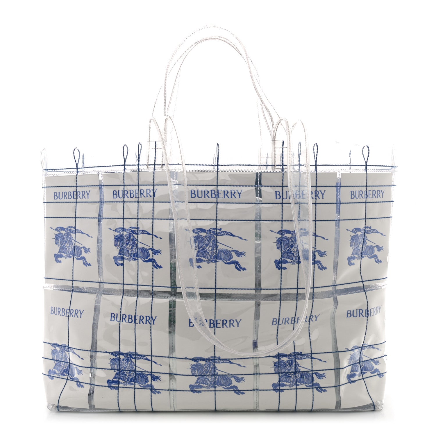 Burberry PVC Stitched EKD Label Shopping Bag White Blue 1 of 10