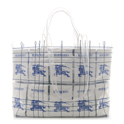 Burberry PVC Stitched EKD Label Shopping Bag White Blue 1 of 10