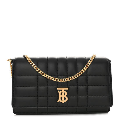Burberry Lambskin Quilted Lola Clutch On Chain Black 1 of 10