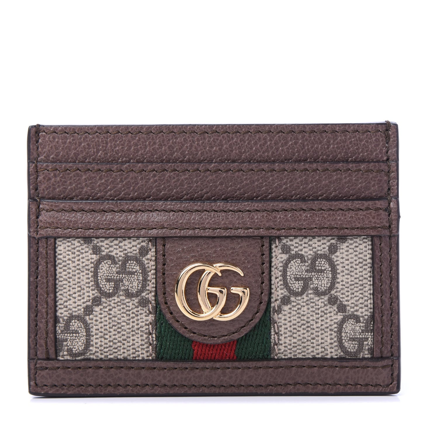 GG Supreme Monogram Ophidia Card Holder Brown