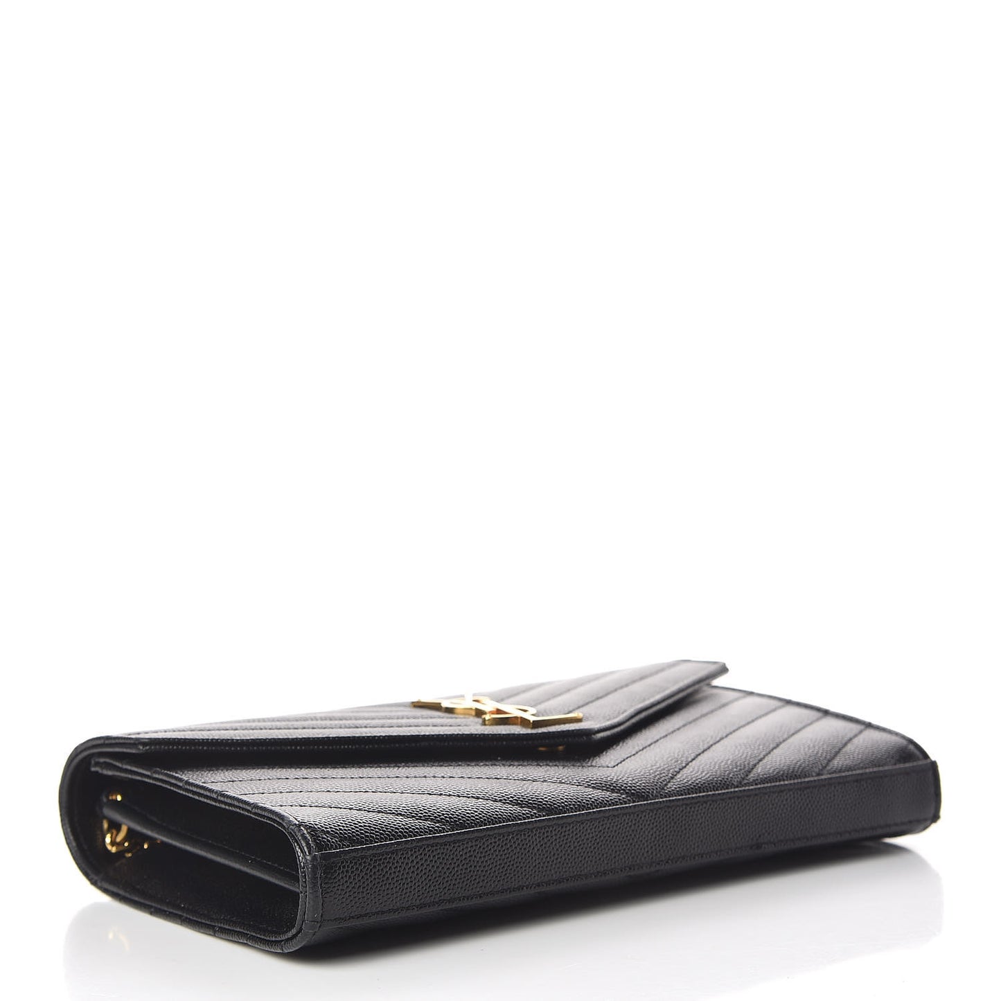 Grain De Poudre Matelasse Chevron Monogram Chain Wallet Black