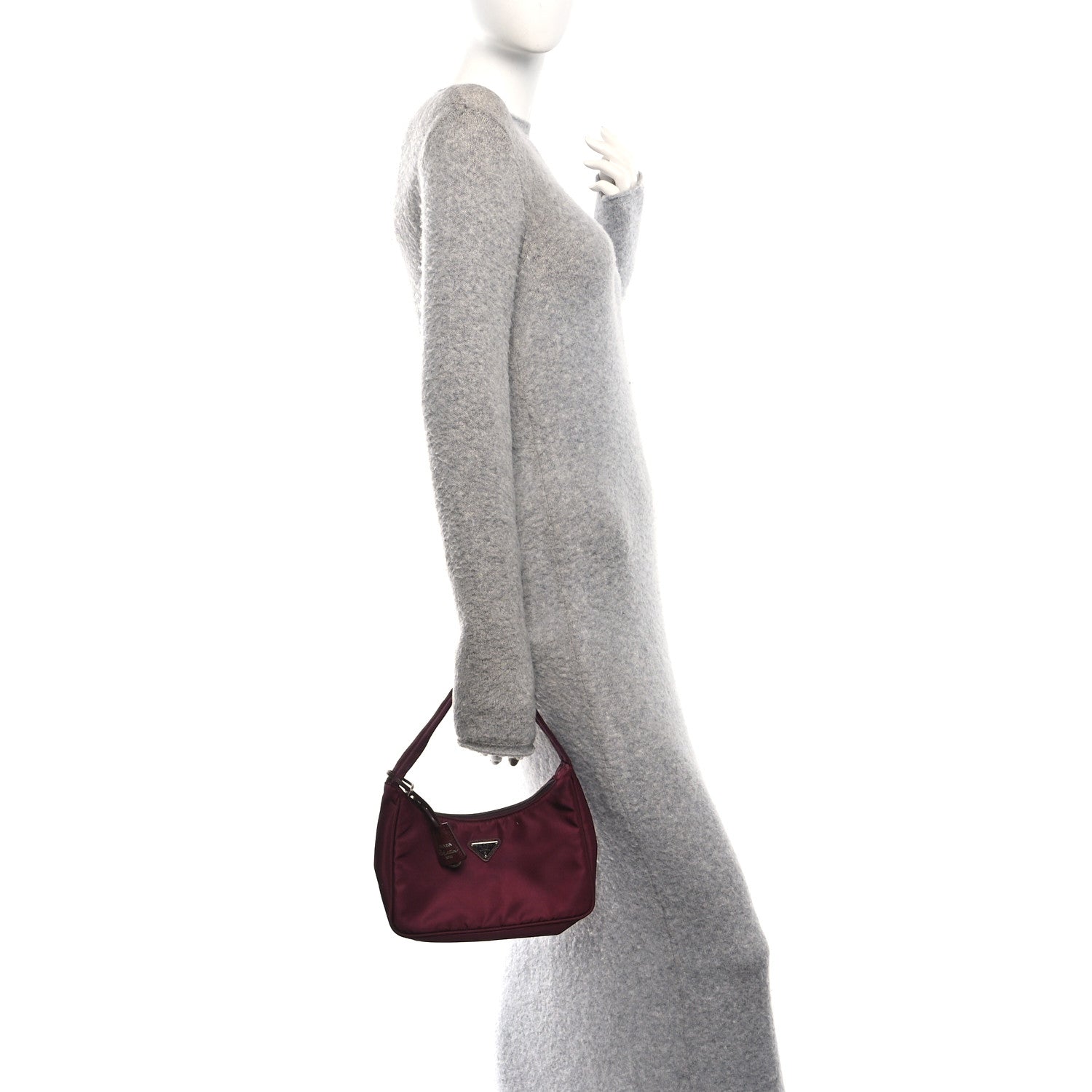 Prada Tessuto Nylon Saffiano Mini Re-Edition 2005 Bag Bordeaux 2 of 9