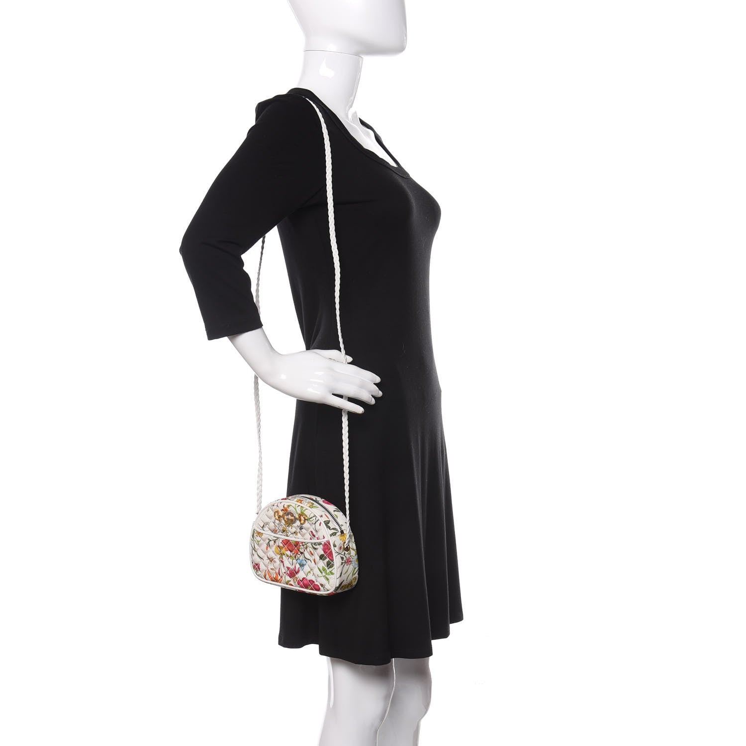 Gucci Canvas Flora Floral Trapuntata Mini Zumi Dome Shoulder Bag White 2 of 10