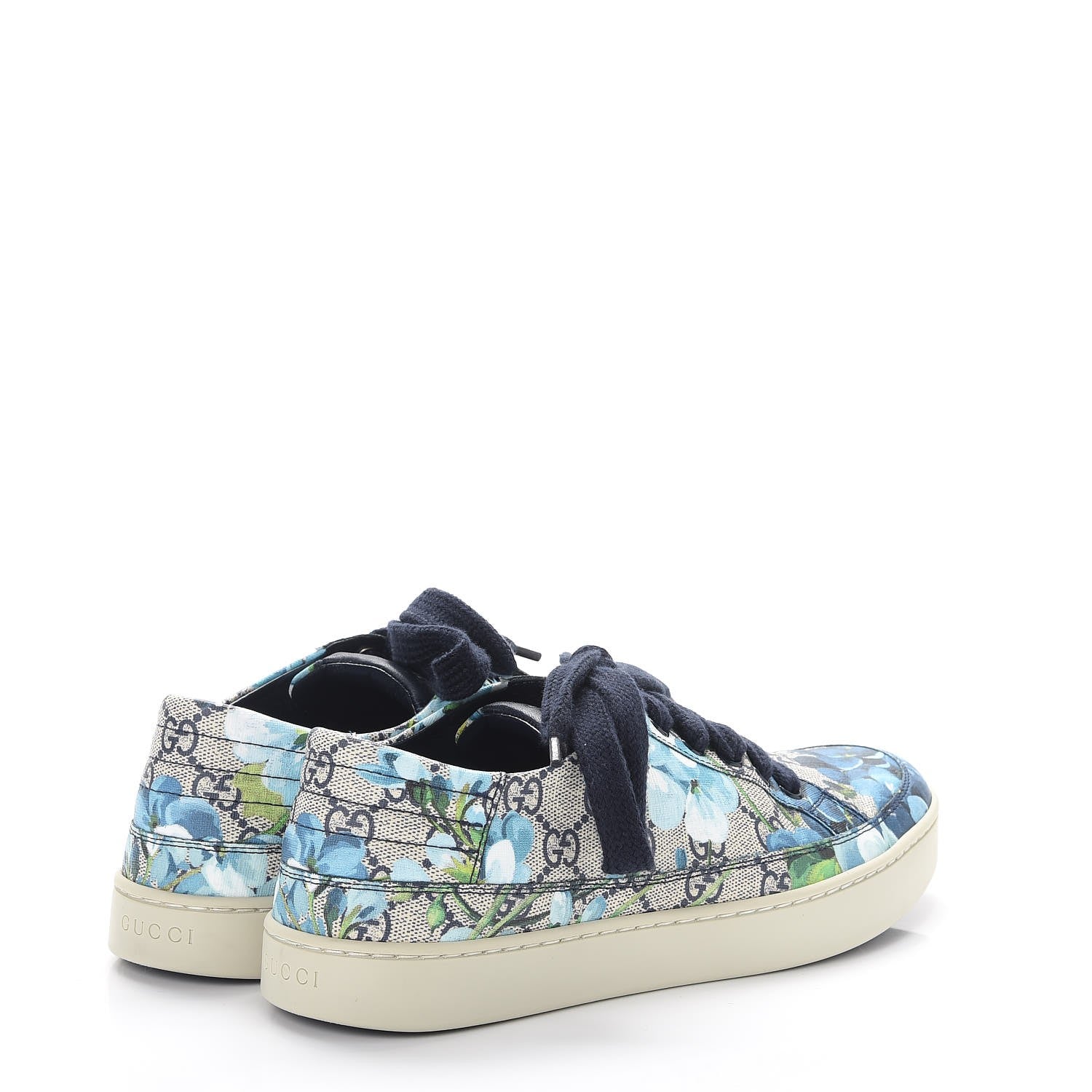 Gucci GG Supreme Monogram Blooms Mens Low Top Sneakers 7.5 Beige Blue 4 of 9