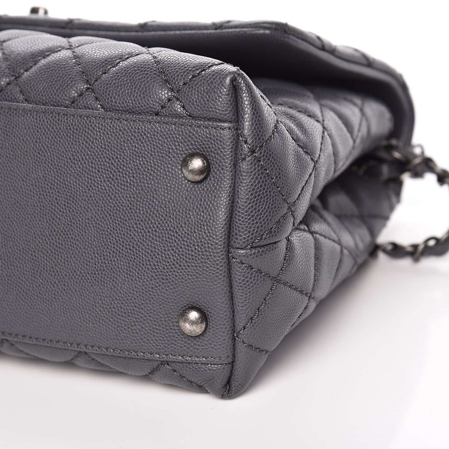 Caviar Quilted Small Coco Handle Flap Gray