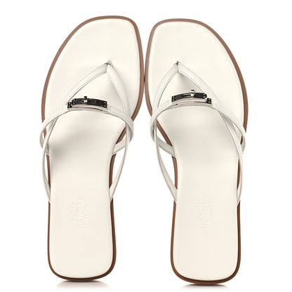 Hermes Calfskin Miss Sandals 37.5 White 2 of 9