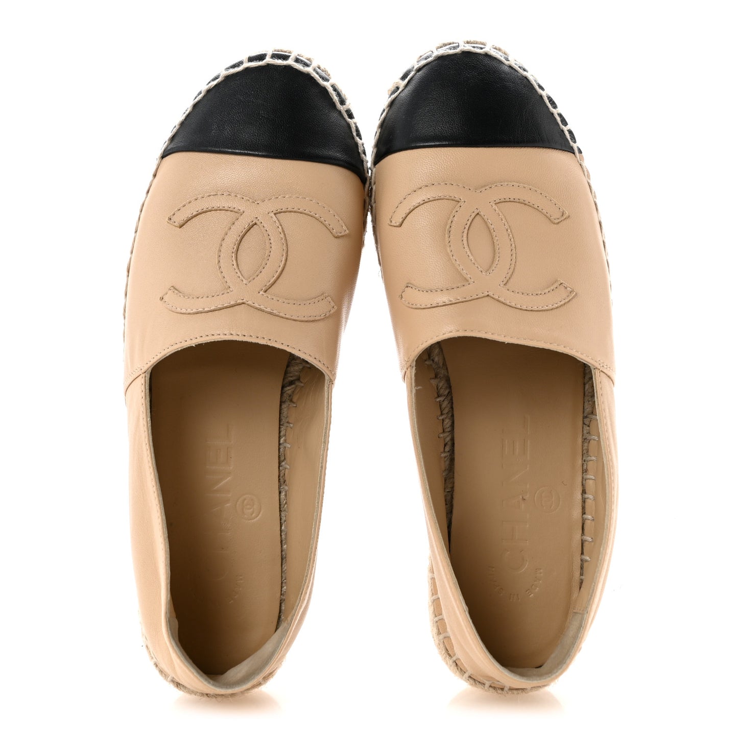 Lambskin CC Espadrilles 35 Beige Black