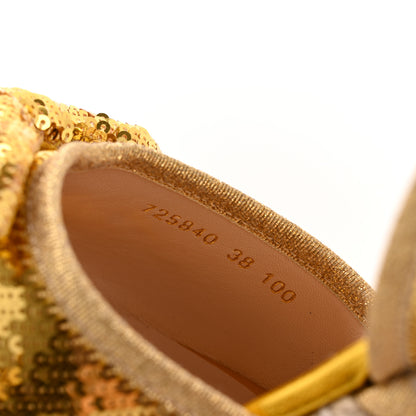 Gucci Metallic Nappa Ophelia Espadrille Platform Wedge Sandals 38 Oro Vecchio 17 of 20
