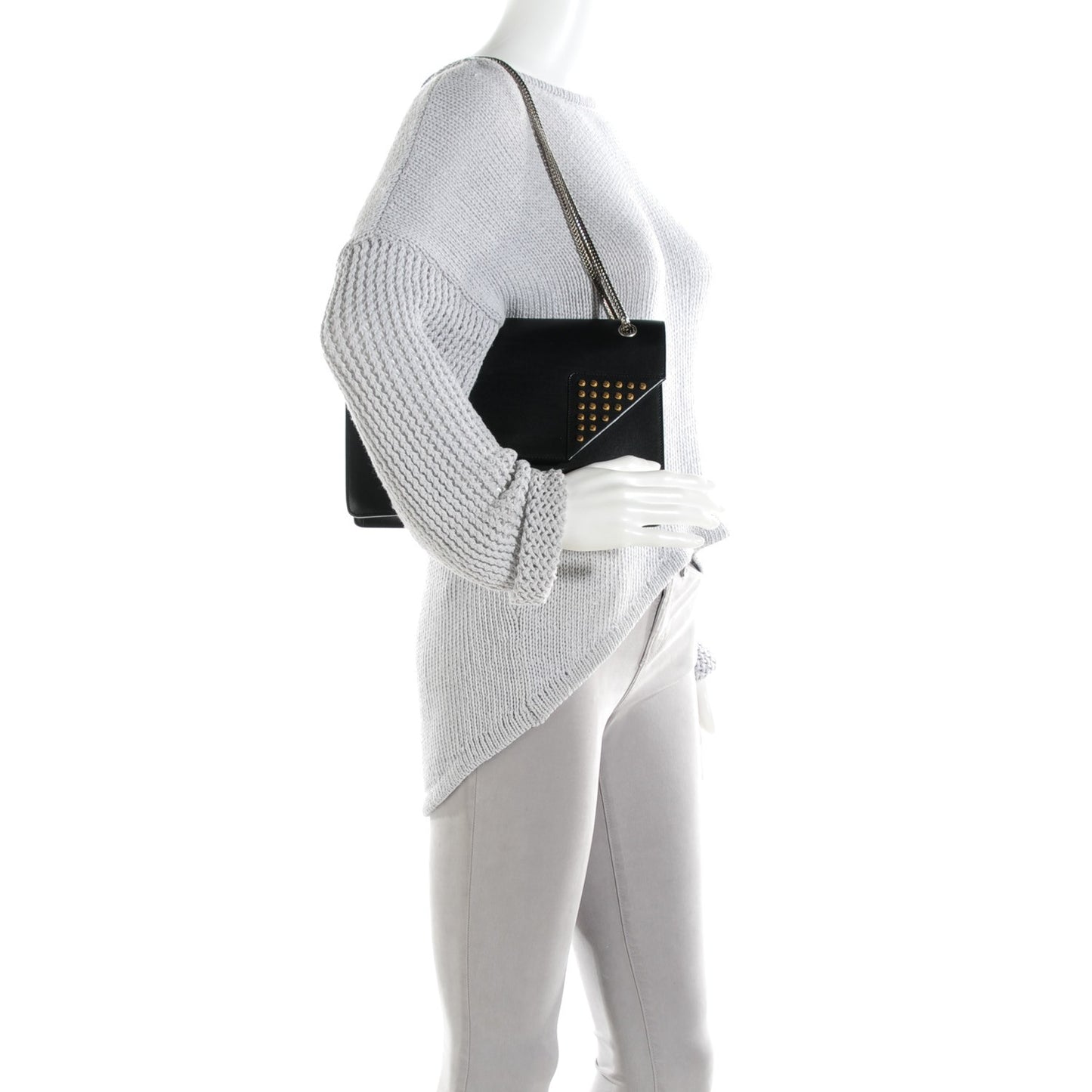 Calfskin Studded Medium Betty Black