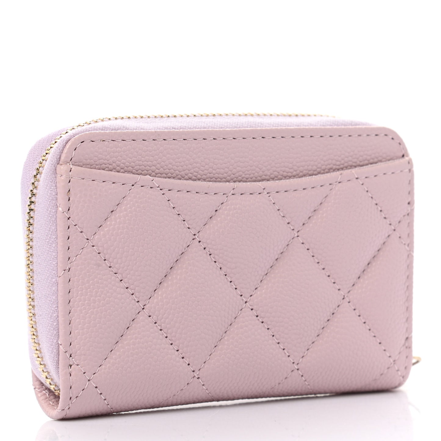 Caviar Quilted Zip Coin Purse Light Pink