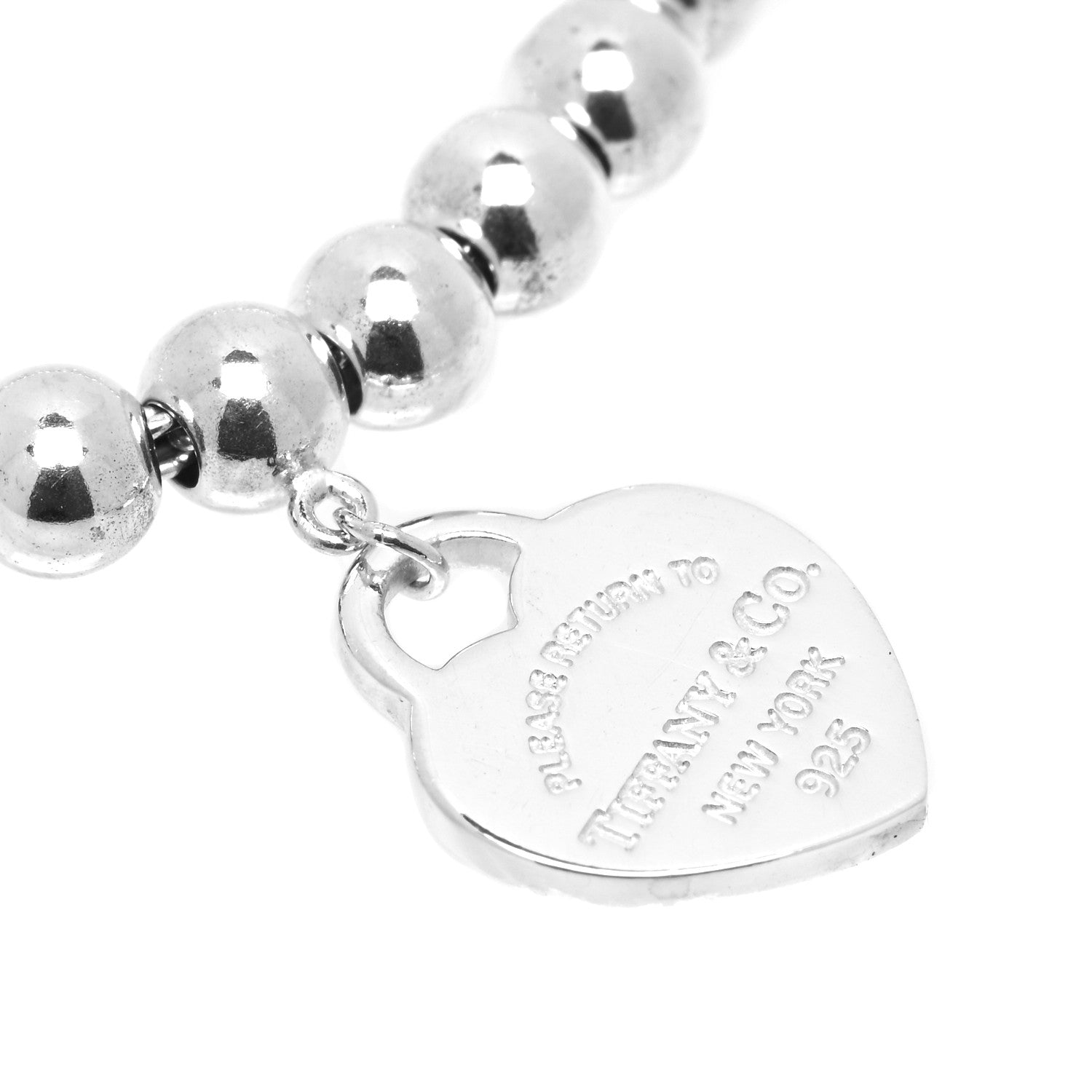 Tiffany Sterling Silver Enamel 4mm Return to Tiffany Heart Tag Bead Bracelet Red 3 of 6