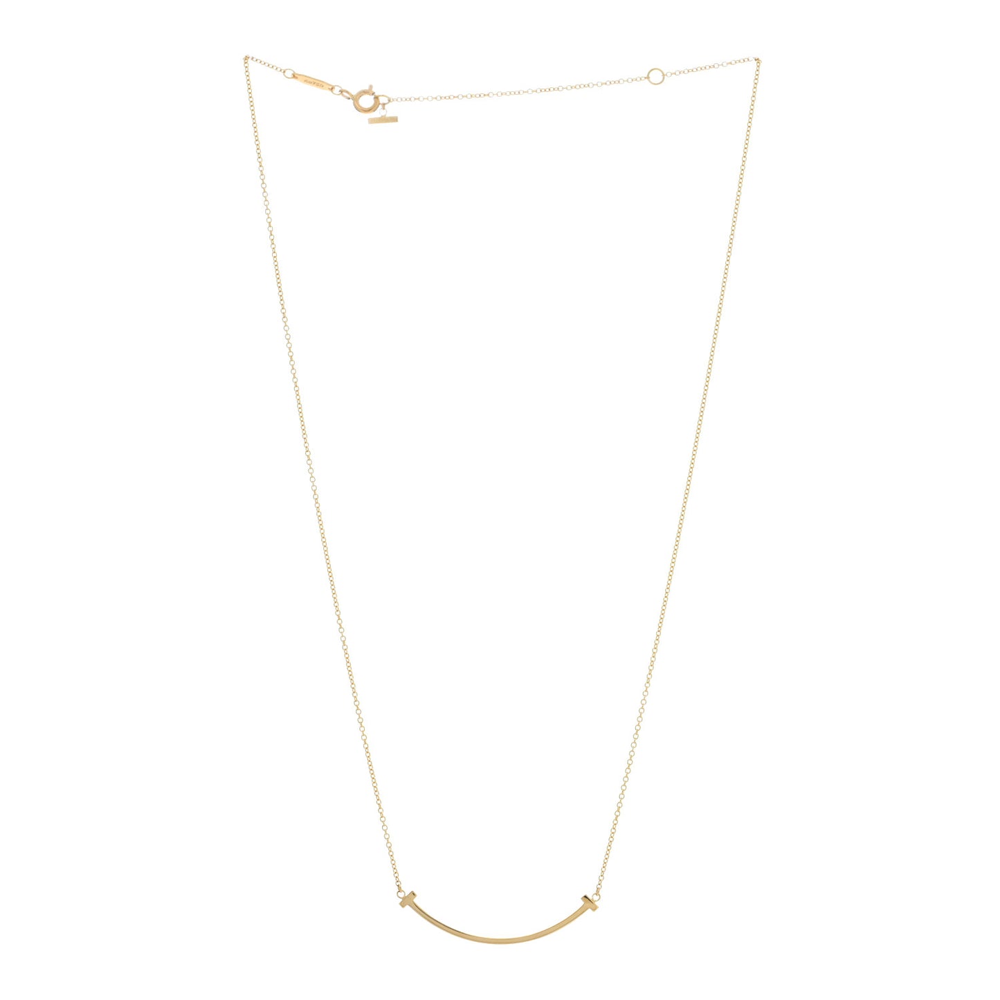 18K Yellow Gold Small T Smile Pendant Necklace