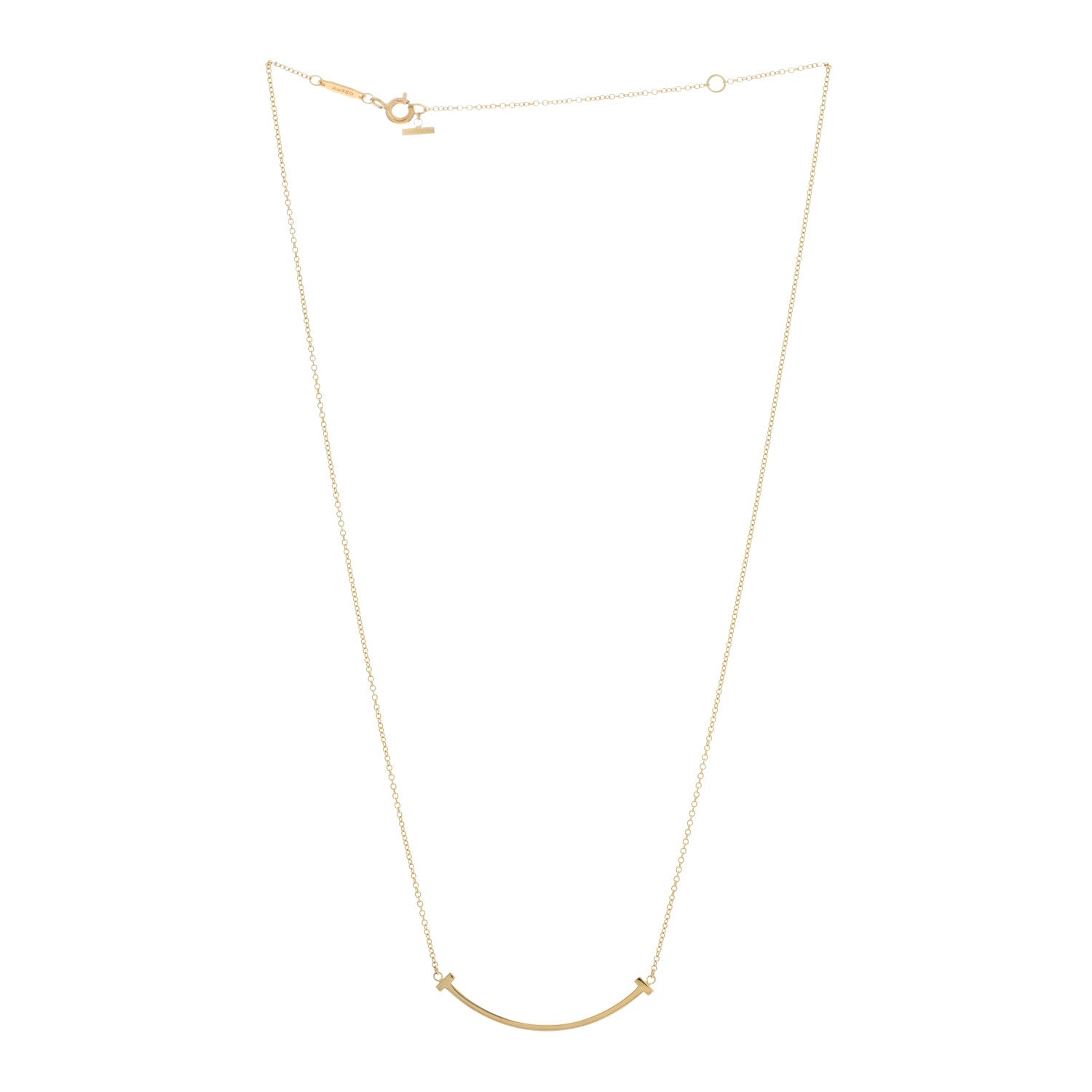 Tiffany 18K Yellow Gold Small T Smile Pendant Necklace 2 of 3