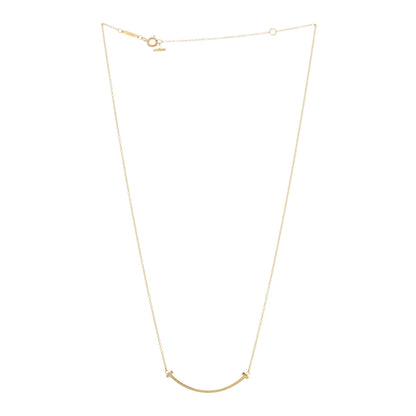 Tiffany 18K Yellow Gold Small T Smile Pendant Necklace 2 of 3