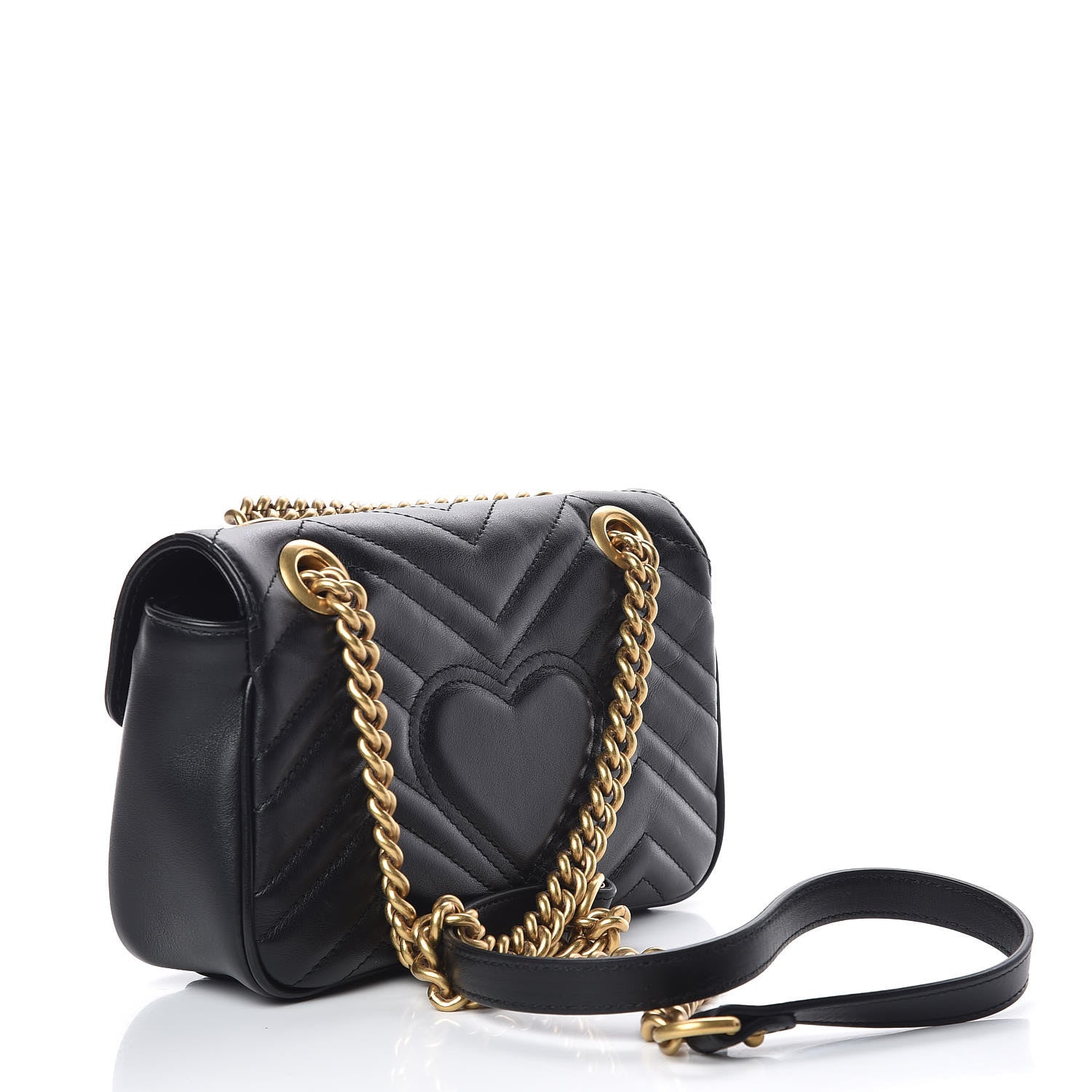 Gucci Calfskin Matelasse Mini GG Marmont Shoulder Bag Black 3 of 10