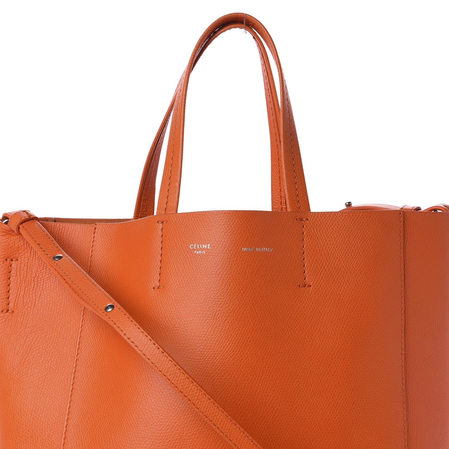 Celine Grained Calfskin Small Vertical Cabas Orange 10 of 10