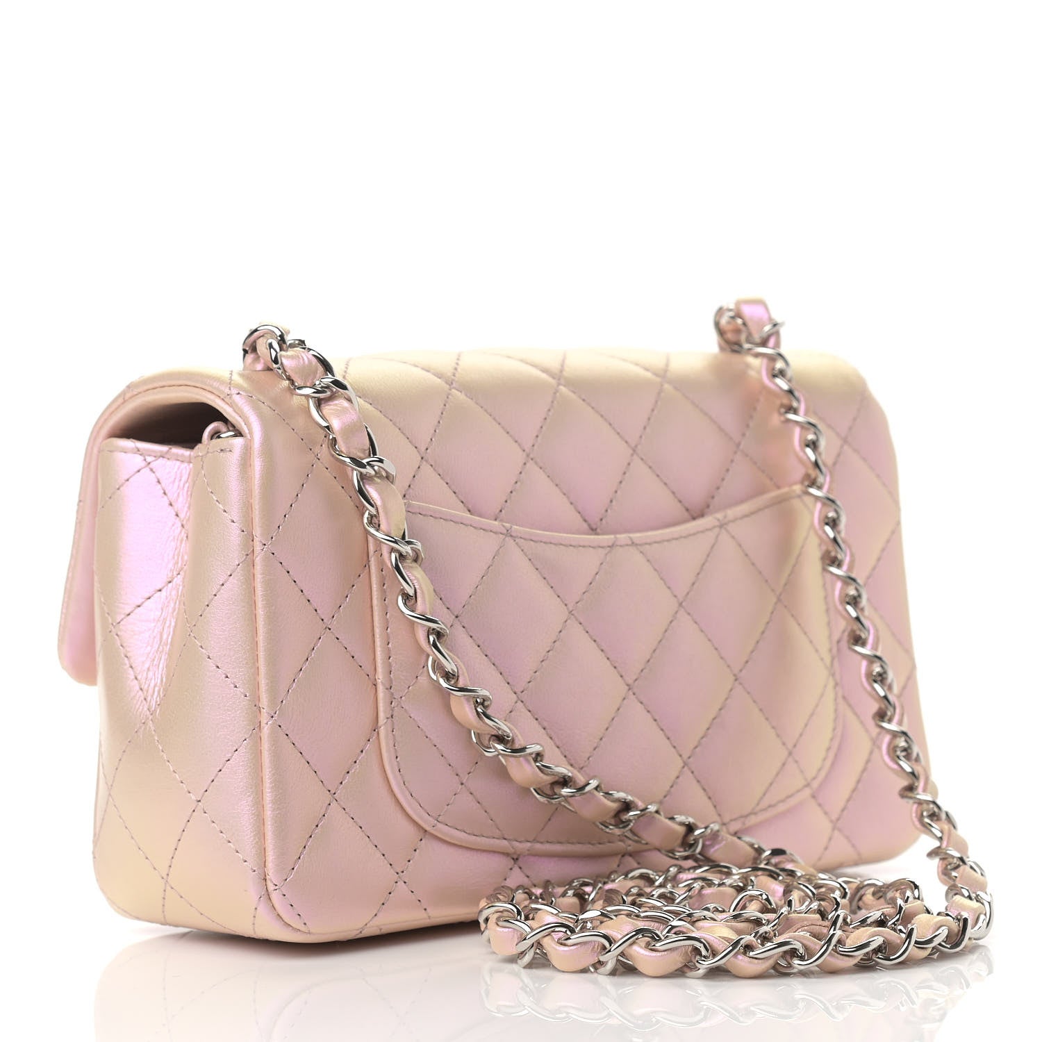 Chanel Iridescent Calfskin Quilted Mini Rectangular Flap Pink 3 of 9