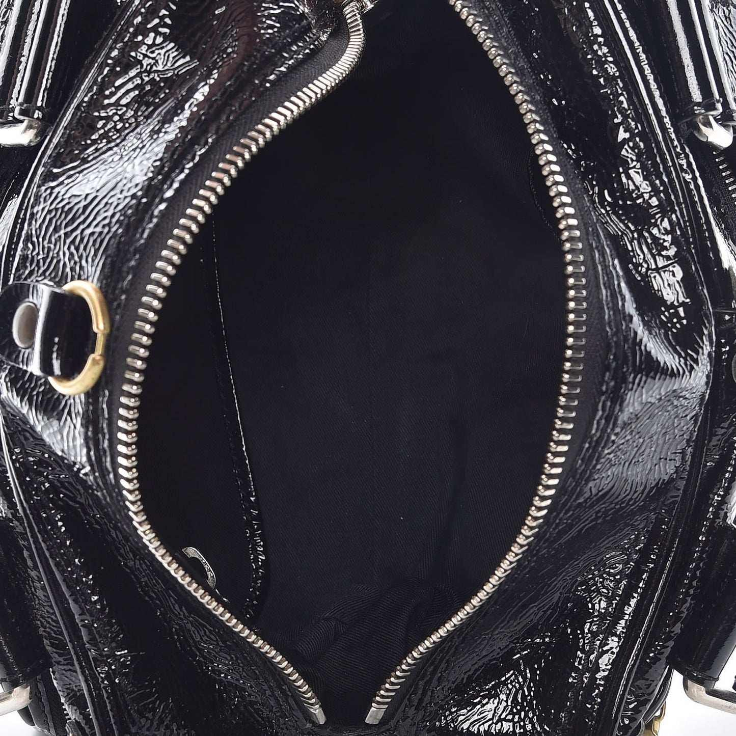 Crinkled Patent Betty Shoulder Bag Black