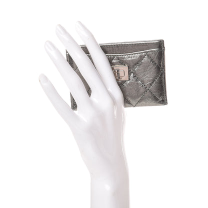 Chanel Metallic Aged Calfskin Quilted Reissue Card Holder Green 2 of 10