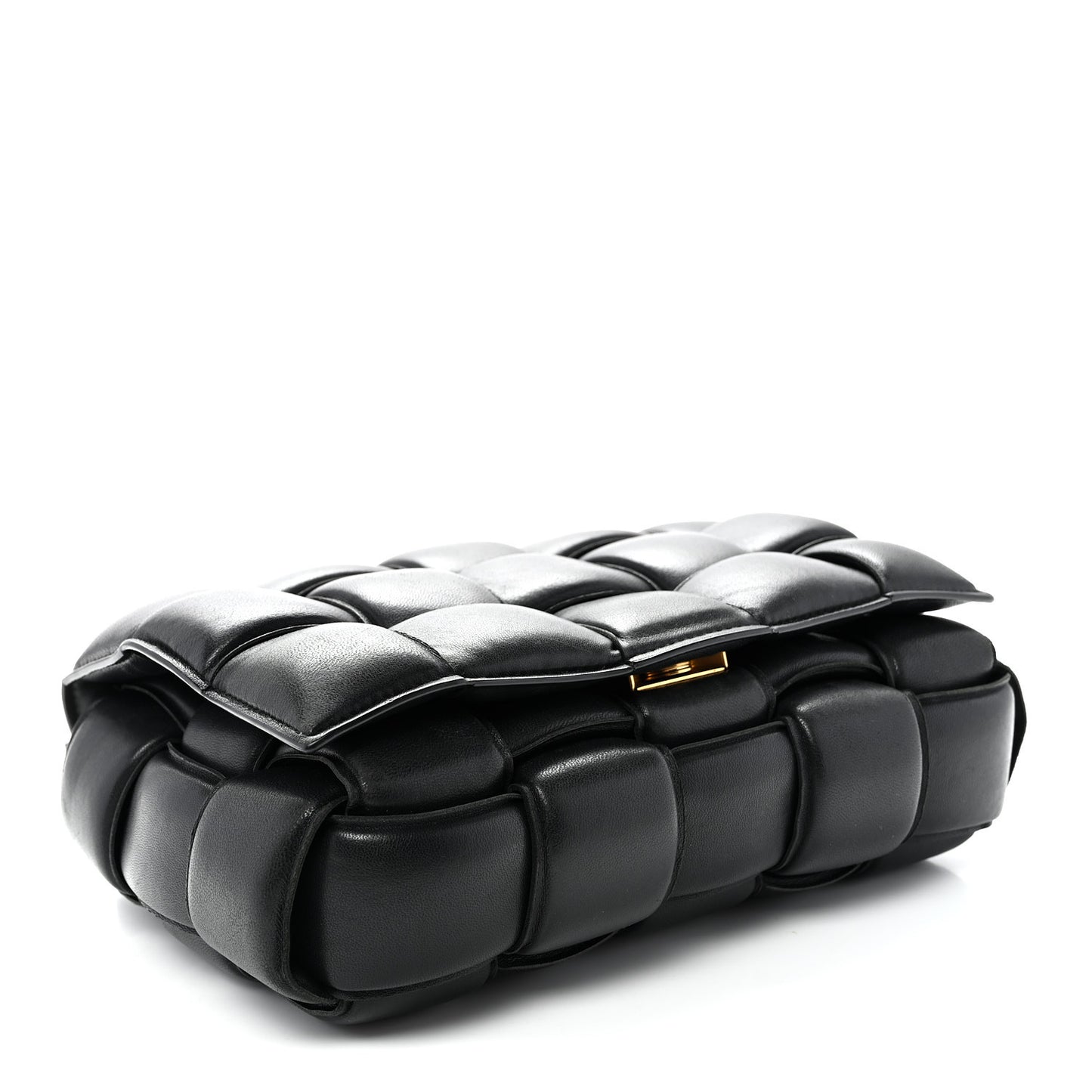 Nappa Maxi Intreccio Padded Cassette Crossbody Bag Black