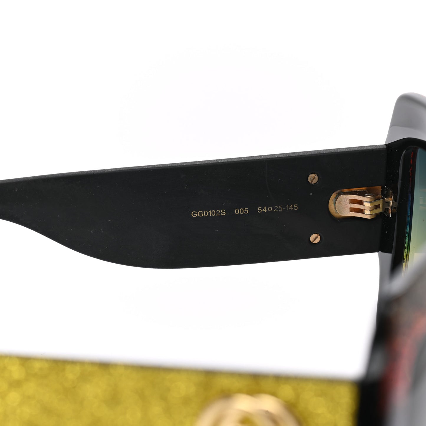Square Frame GG0102S Sunglasses Glitter Gold Multi