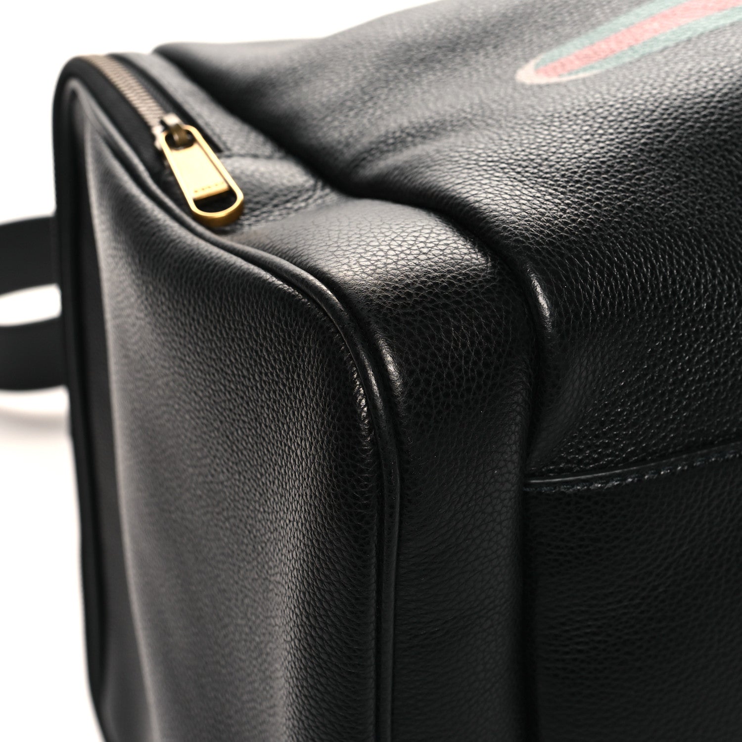 Gucci Grained Calfskin Logo Duffle Bag Black 10 of 11