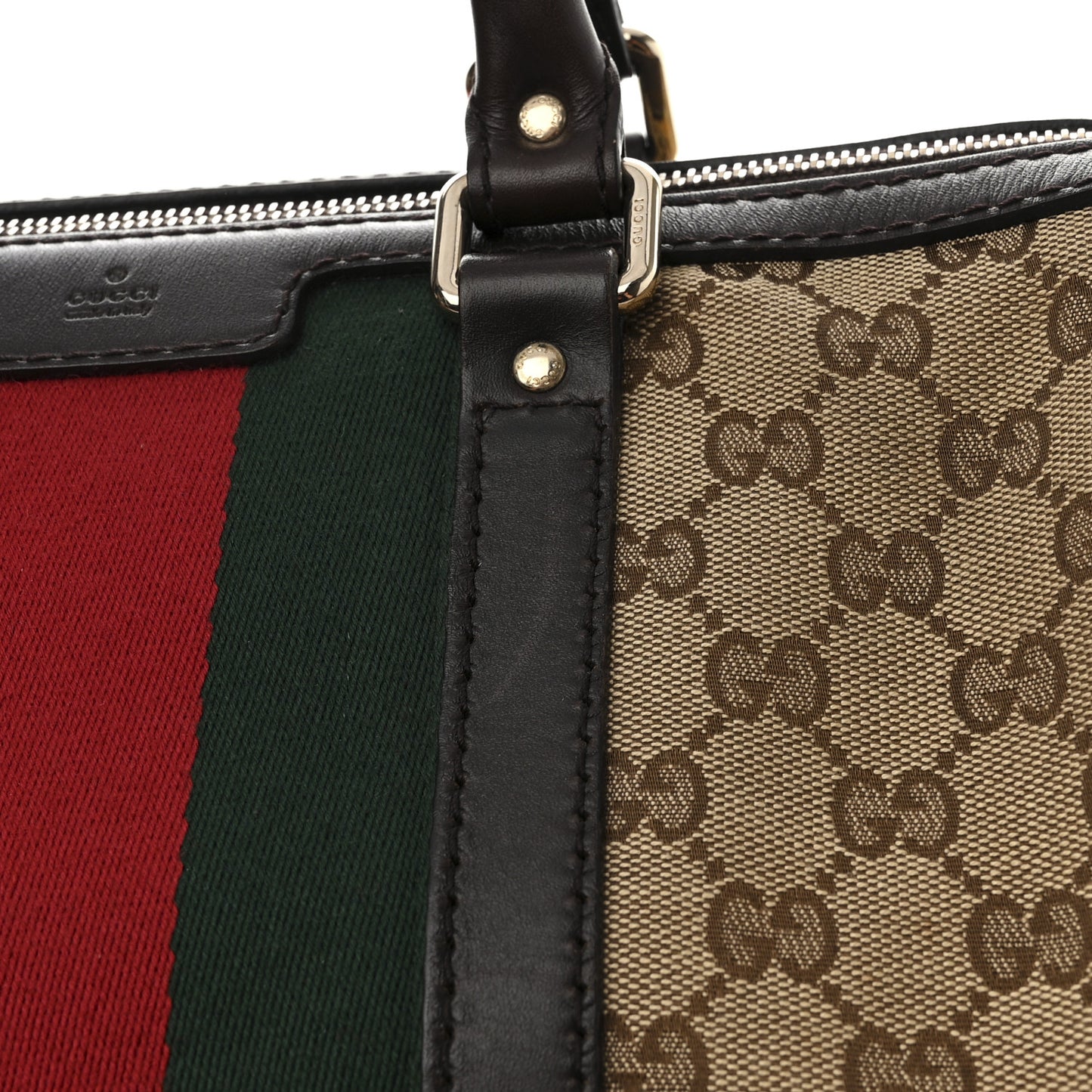 Monogram Selleria Calfskin Vintage Web Medium Boston Beige Ebony Cocoa