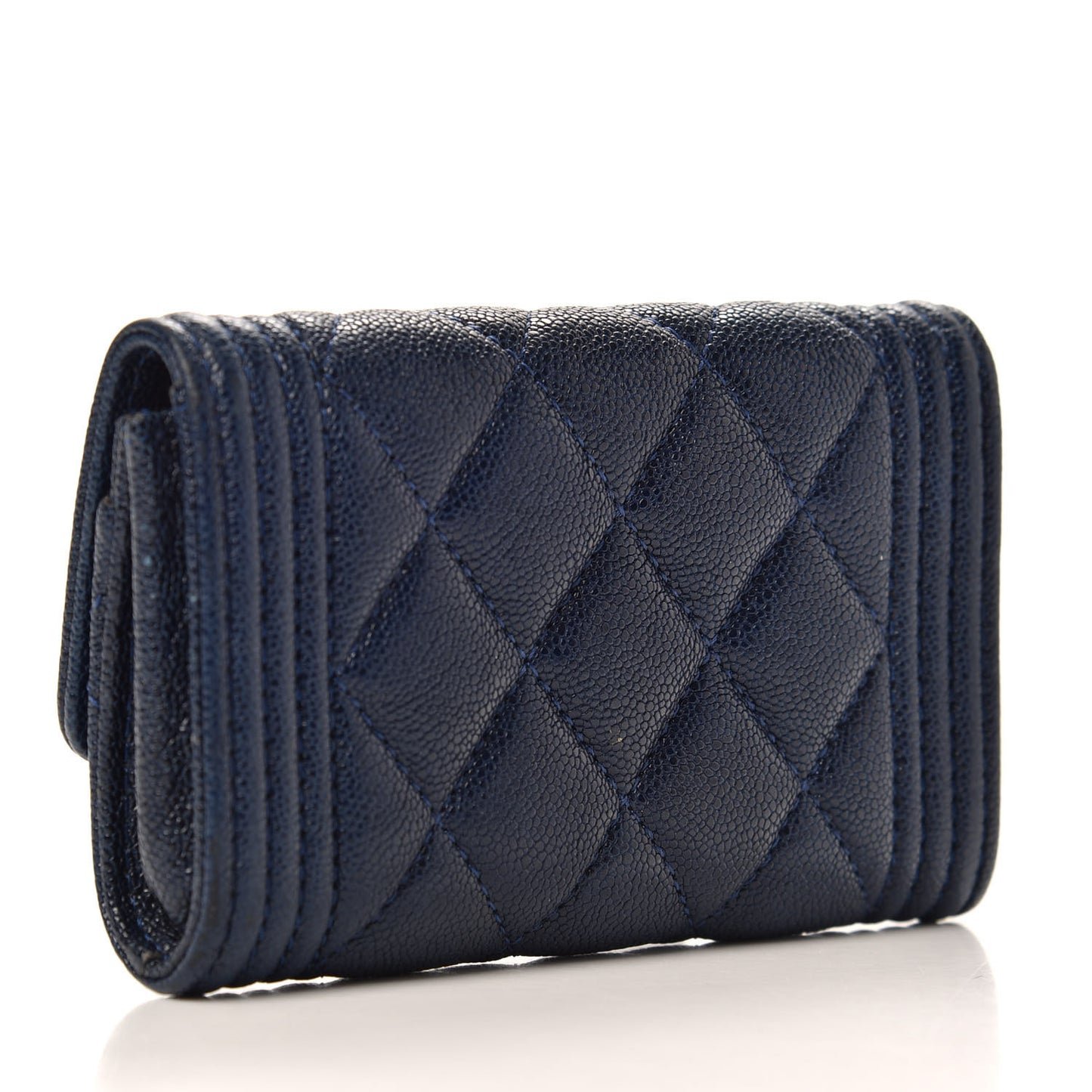 Caviar Quilted Boy Flap Card Holder Blue