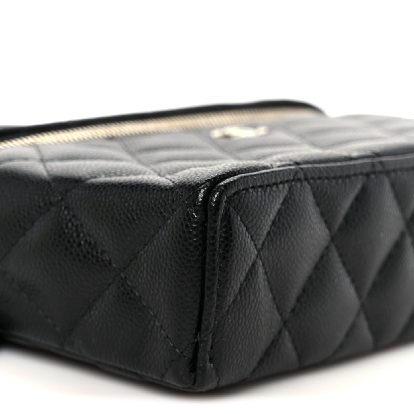 Caviar Quilted Top Handle Slim Vanity With Chain Black