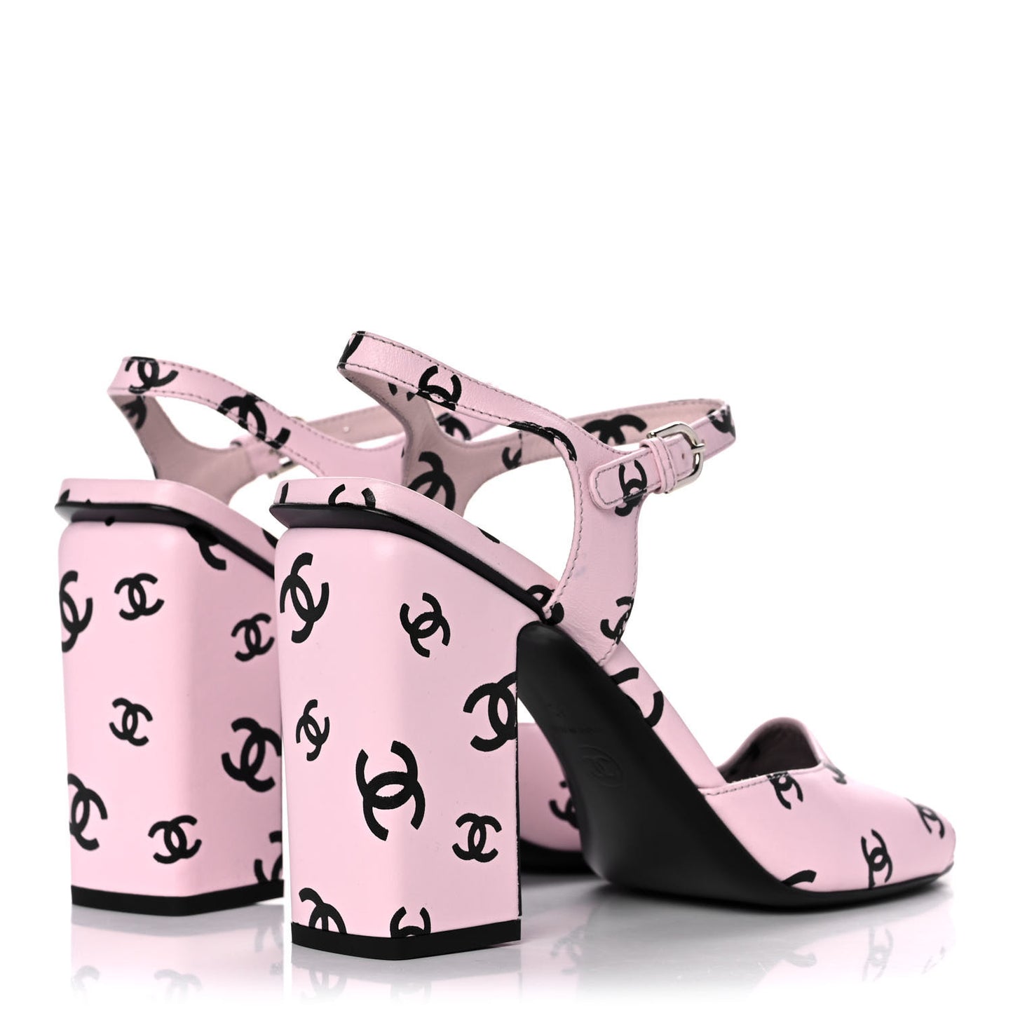 Printed Lambskin CC Sandals 42 Light Pink Black