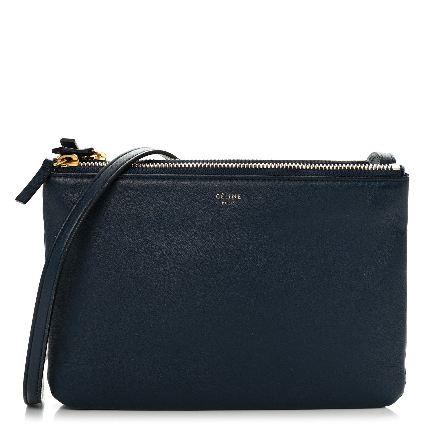 Celine Lambskin Large Trio Crossbody Bag Navy Blue 1 of 13