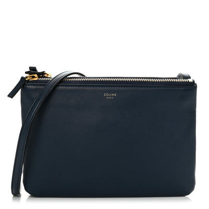 Celine Lambskin Large Trio Crossbody Bag Navy Blue 1 of 13
