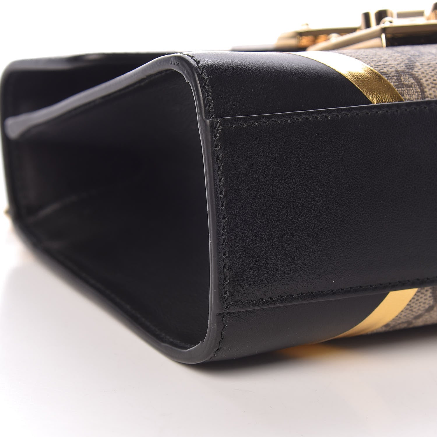 Gucci Calfskin GG Supreme Monogram Small Padlock Shoulder Bag Black Gold 9 of 13