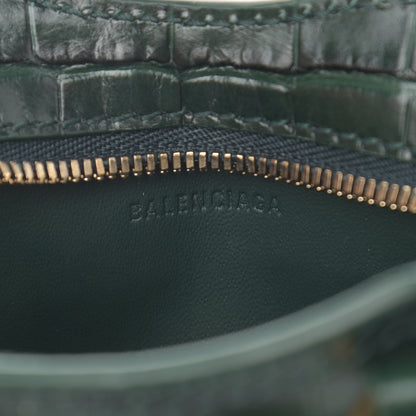 Balenciaga Shiny Supple Calfskin Crocodile Embossed Neo Classic Gold Hardware Super Nano City Crossbody Forest Green 6 of 11