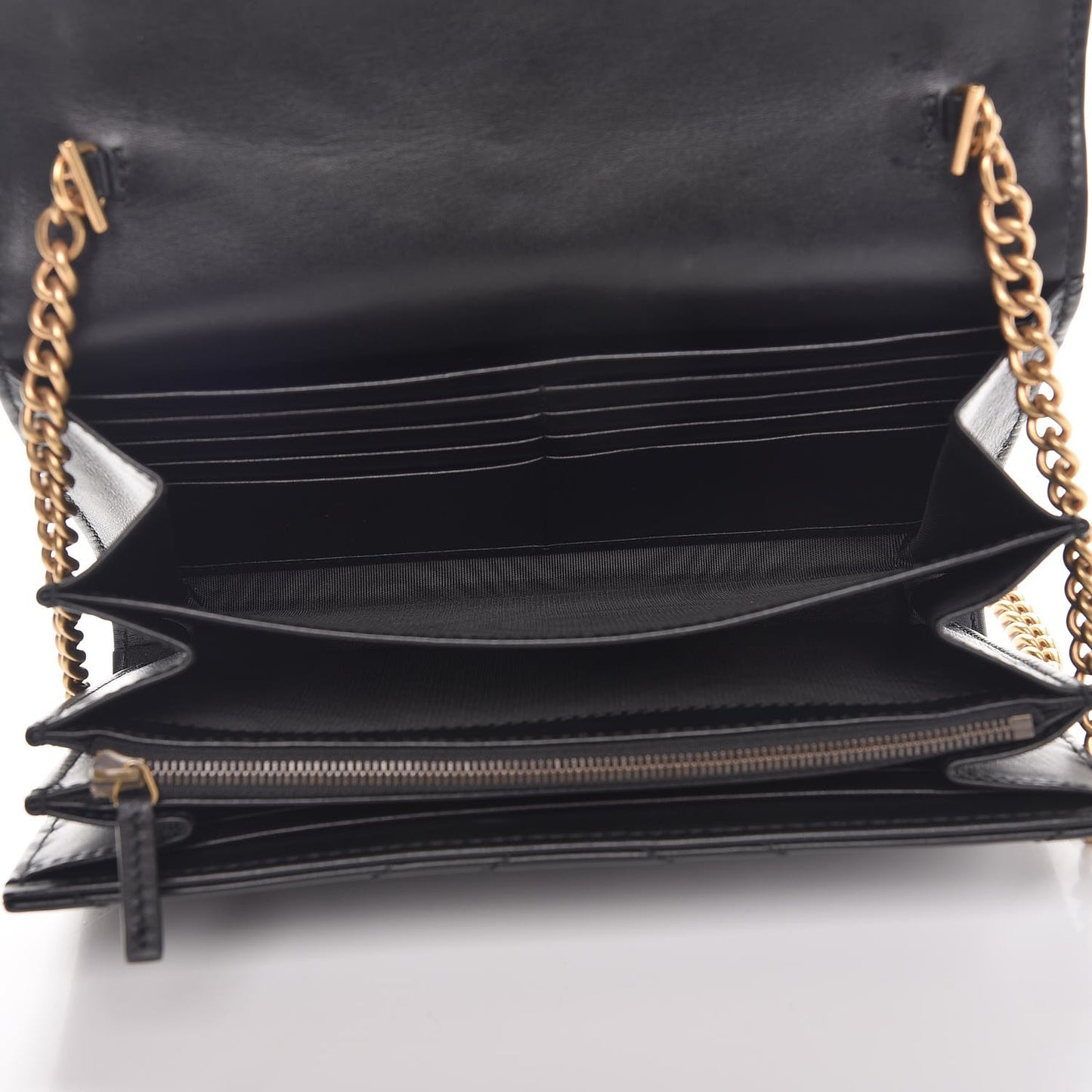 Calfskin Matelasse GG Marmont Chain Wallet Black