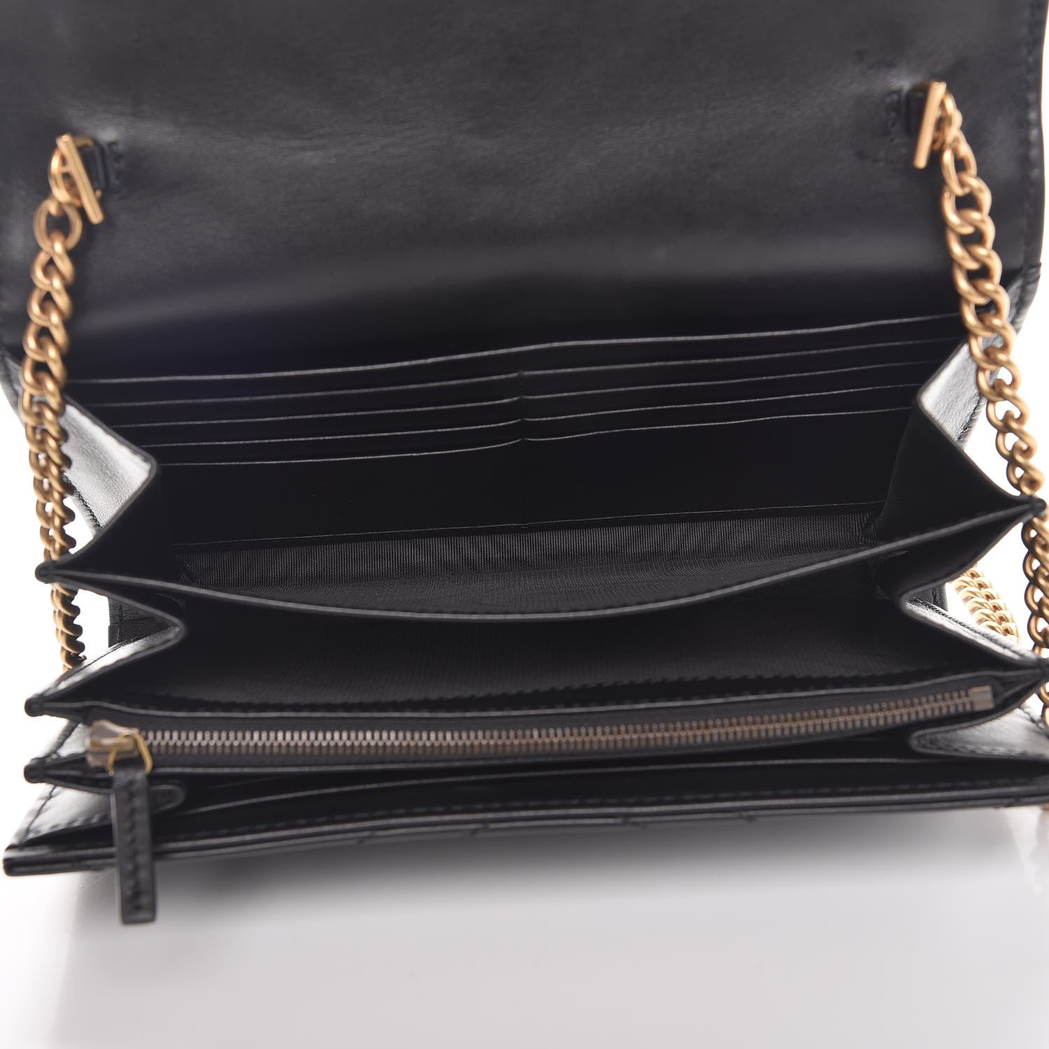 Gucci Calfskin Matelasse GG Marmont Chain Wallet Black 5 of 10