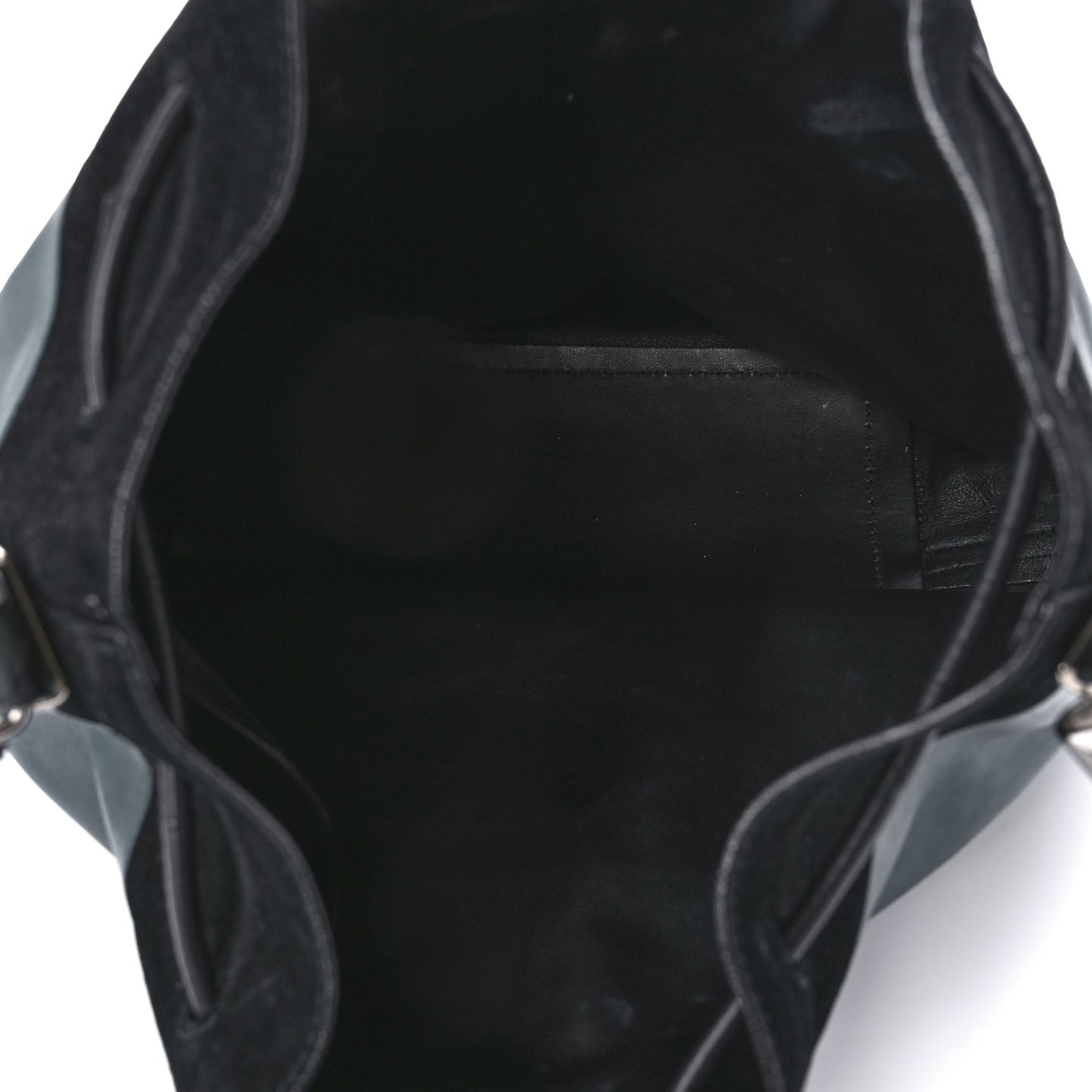 Smooth Calfskin Suede Snakeskin Paneled Bucket Bag Blue