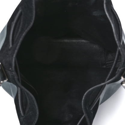 Proenza Schouler Smooth Calfskin Suede Snakeskin Paneled Bucket Bag Blue 4 of 10