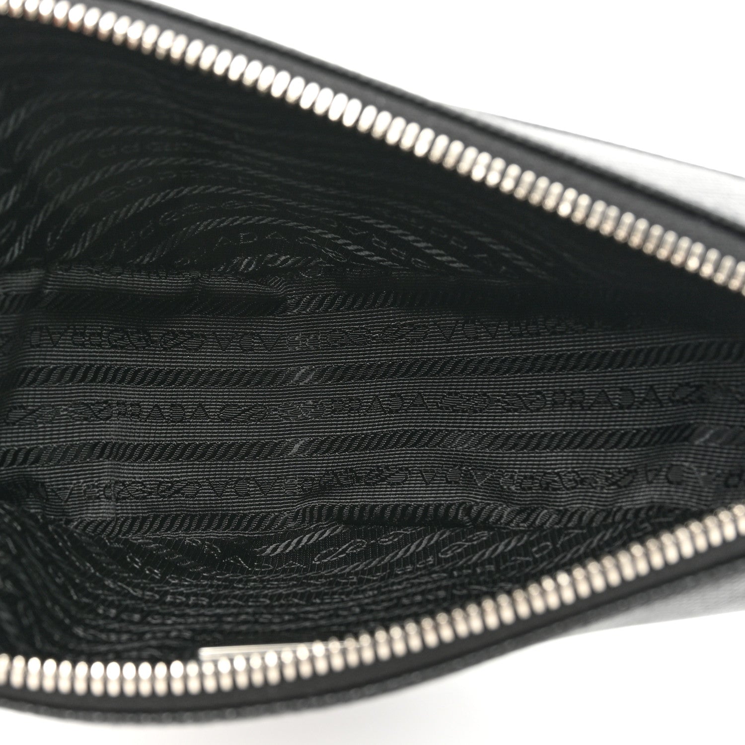 Prada Saffiano Cuir Triangle Logo Embossed Triangle Wristlet Black 5 of 9