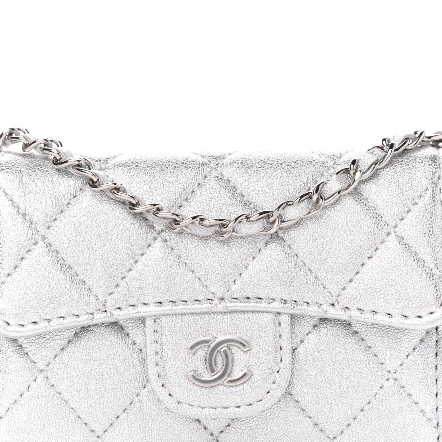 Chanel Metallic Lambskin Quilted Belt Bag Silver 11 of 12