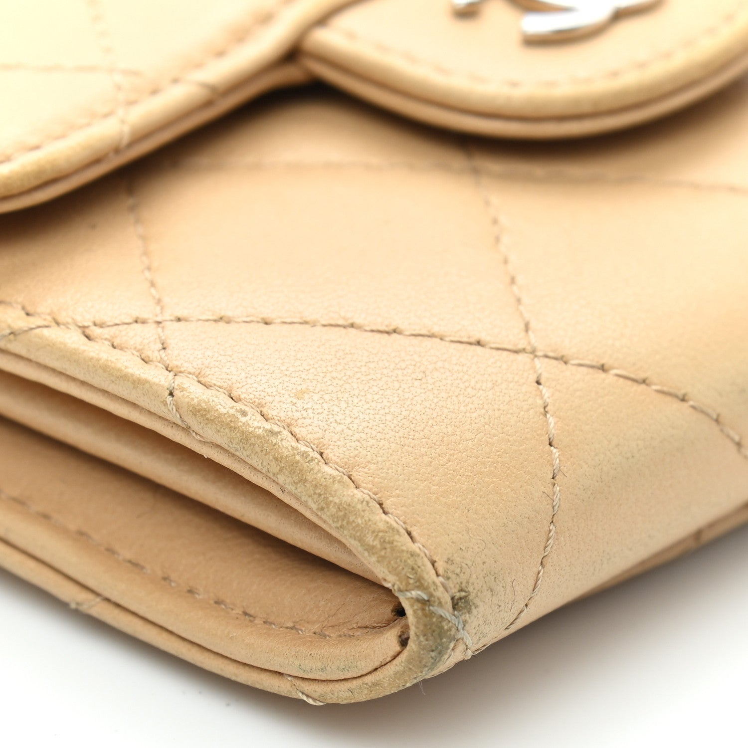 Chanel Lambskin Quilted Flap Card Holder Wallet Beige 12 of 12