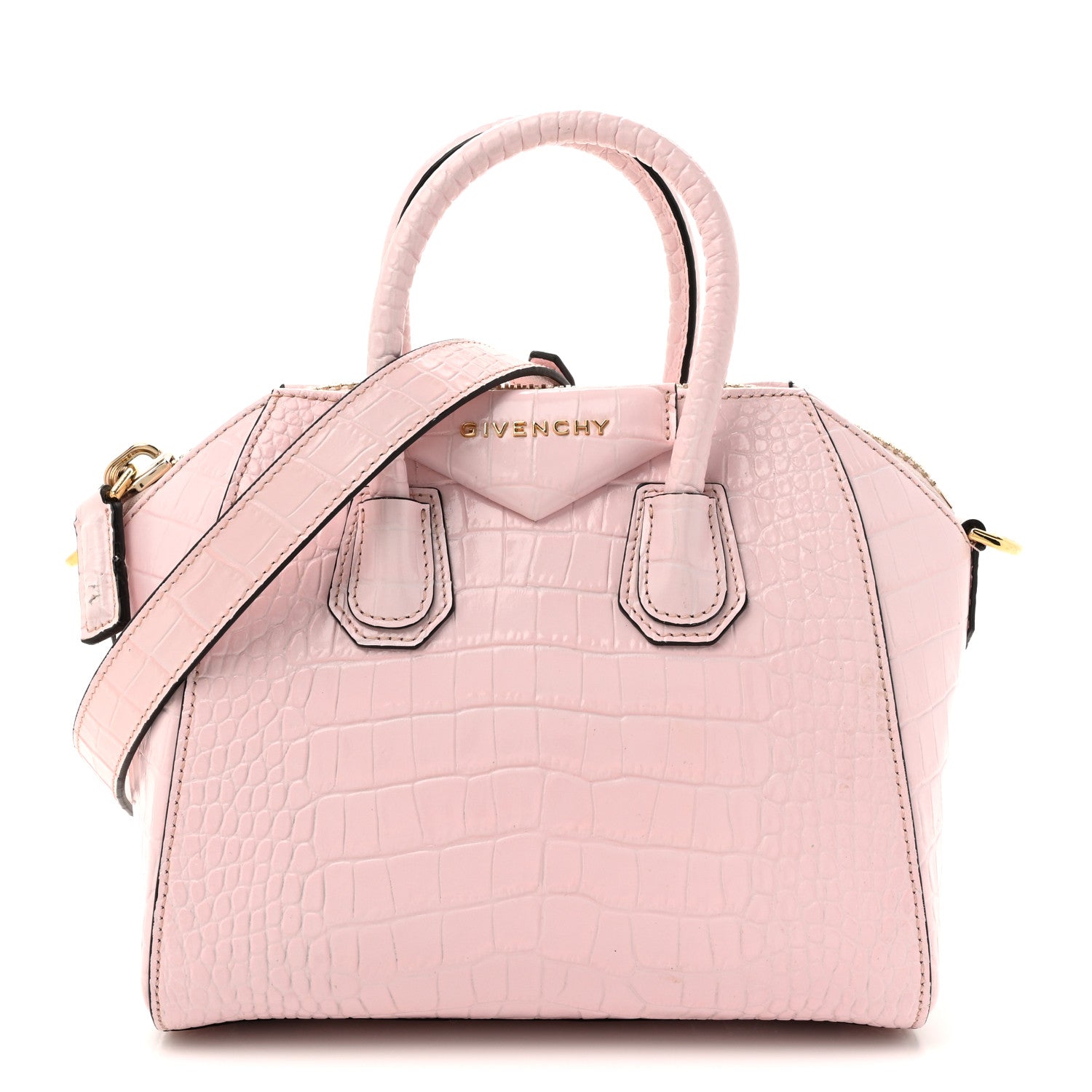 Givenchy Calfskin Crocodile Embossed Mini Antigona Pink 1 of 12