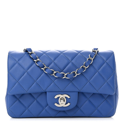 Chanel Lambskin Quilted Mini Rectangular Flap Light Blue 1 of 11