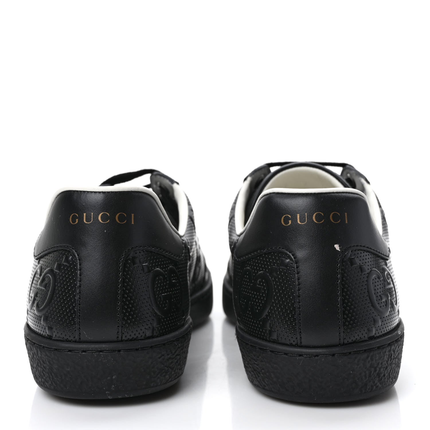 Gucci Calfskin GG Tennis Embossed Mens Ace Sneakers 9 Black 5 of 9